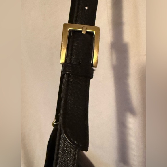 Vintage Etienne Aigner Black Leather Shoulder Bag VGUC Brushed Brass Hardware - Picture 5 of 13